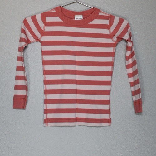 Hanna Andersson Organic Cotton Long Sleeve Shirt Girls Size 6 7 Striped Pink Top - Picture 8 of 8