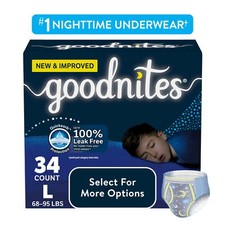 Goodnites Nighttime Bedwetting Underwear for Boys, L, 34 Ct