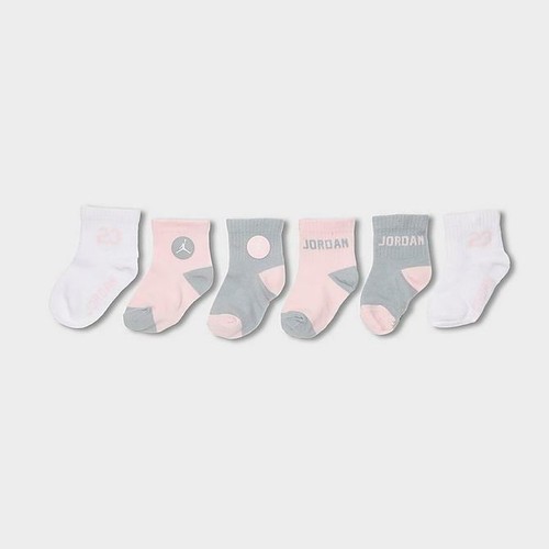 Toddler Nike Air Jordan Socks 6 Pair 3C - 7C Shoe Pink White Grey PJ0014 A9Y - Picture 4 of 8