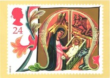 Christmas, Mary And Jesus On A Manger, Stamp By David Driver Royal Mail Postcard
