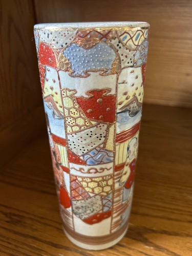 9” Antique Japanese Satsuma Meiji Vase Hand Painted Gold MoriageGilt Samurai - Picture 4 of 6