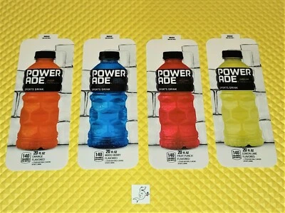 (4) ROYAL VENDORS SODA VENDING MACHINE POWERADE VARIETY 20oz BOTTLE VEND LABELS