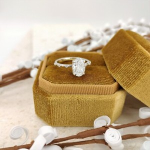 Authentic Vintage 9*7MM Oval Cut Moissanite 14K White Gold Plated Antique Engagement Ring