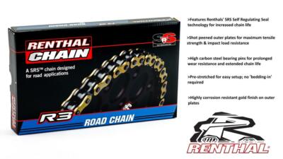 Kawasaki GPZ250 R 86-87 Renthal 520-R3 Gold O-Ring Kette 520 x 104 Glieder
