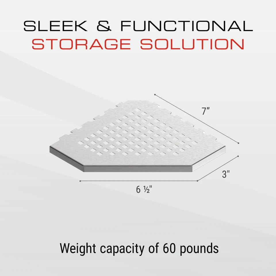 GURU USA Evolux Estante de ducha de esquina de acero inoxidable, más trapezoidal, cepillado Foto 3 de 4