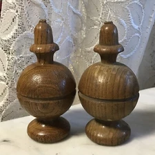 1940's Old SOLID OAK Finials 4.25 Inch Screw For 2” Curtain Drapery 2