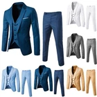 Jacket +Vest +Pants Men Suit Slim 3-Piece Set Blazer Business Wedding Party Suit