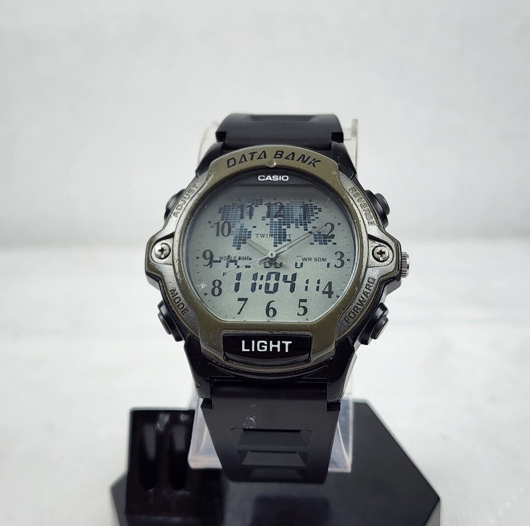 CASIO データバンク　TWINCEPT VINTAGE CASIO TWINCEPT DATABANK ABX-23 ANA-DIGI WORLD TIME