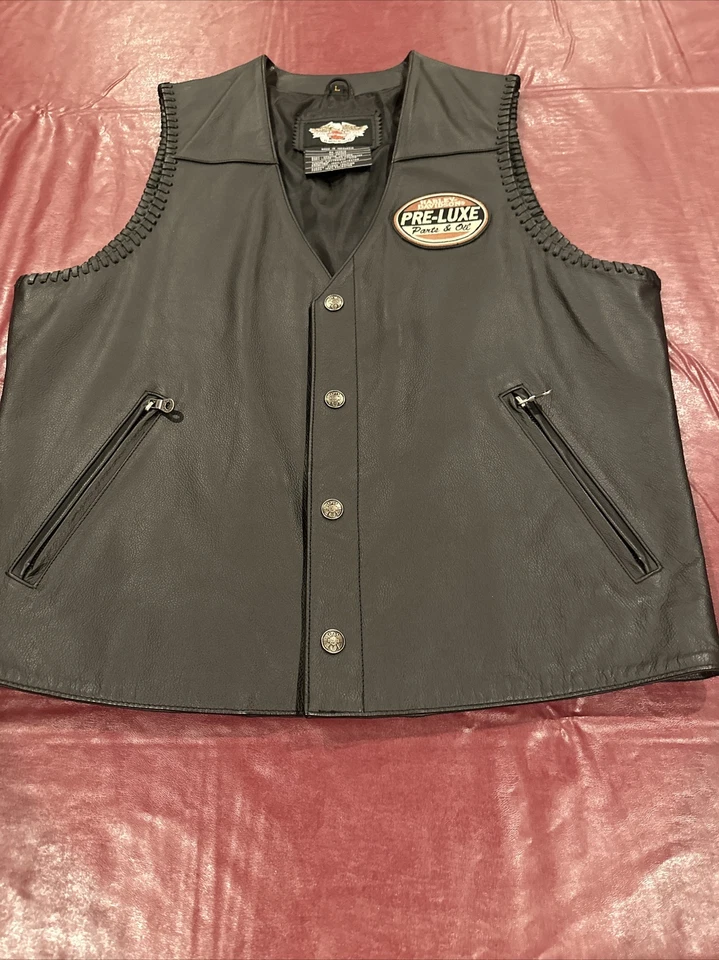 Chaleco de cuero Harley-Davidson para hombre pre-lujo motociclista café corredor talla L