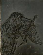 Alt antik? Eisenguss Wandrelief Bild Relief Gusseisen Jagdhund Jagdszene Hund