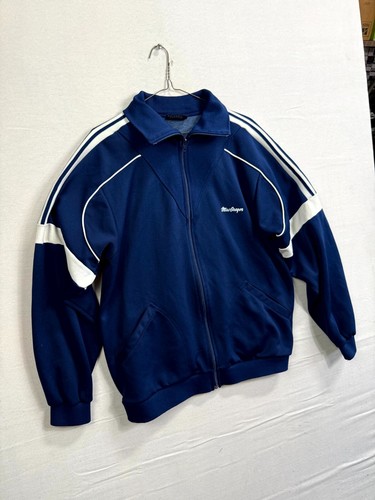 Vintage MacGregor Track Jacket Mens L Blue White Striped Long Sleeve Full Zip - Picture 2 of 10