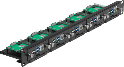 19'' 1U Rackmount for Raspberry Pi, SSD Bracket for Any 2.5'' Ssds, Hold up to 5 R