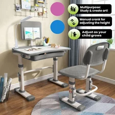 Kids Study Desk and Chair set Height Adjustable Drawer,Plastic & Metal,or Wooden
