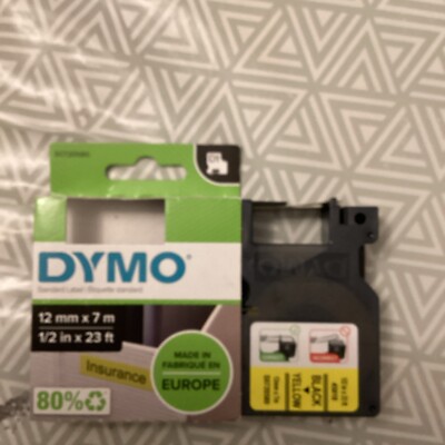DYMO Authentic D1 Etiketten schwarz Druck auf gelbem Band 12 mm x 7 m selbstklebend
