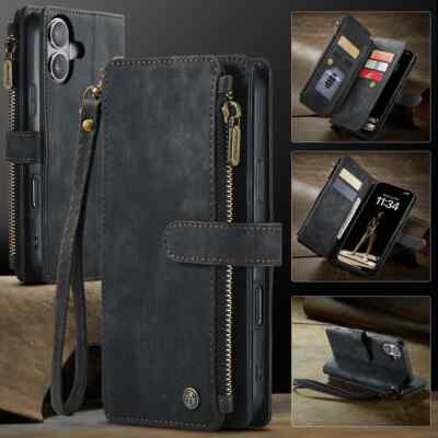 Leather Wallet Flip Case for Apple iPhone 16 Plus Phone Screen Protective Cover 