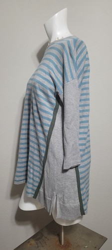 LOGO Lori Goldstein XS Tunic Top striped stretch colorblock boat neck cashemere - Picture 2 of 6