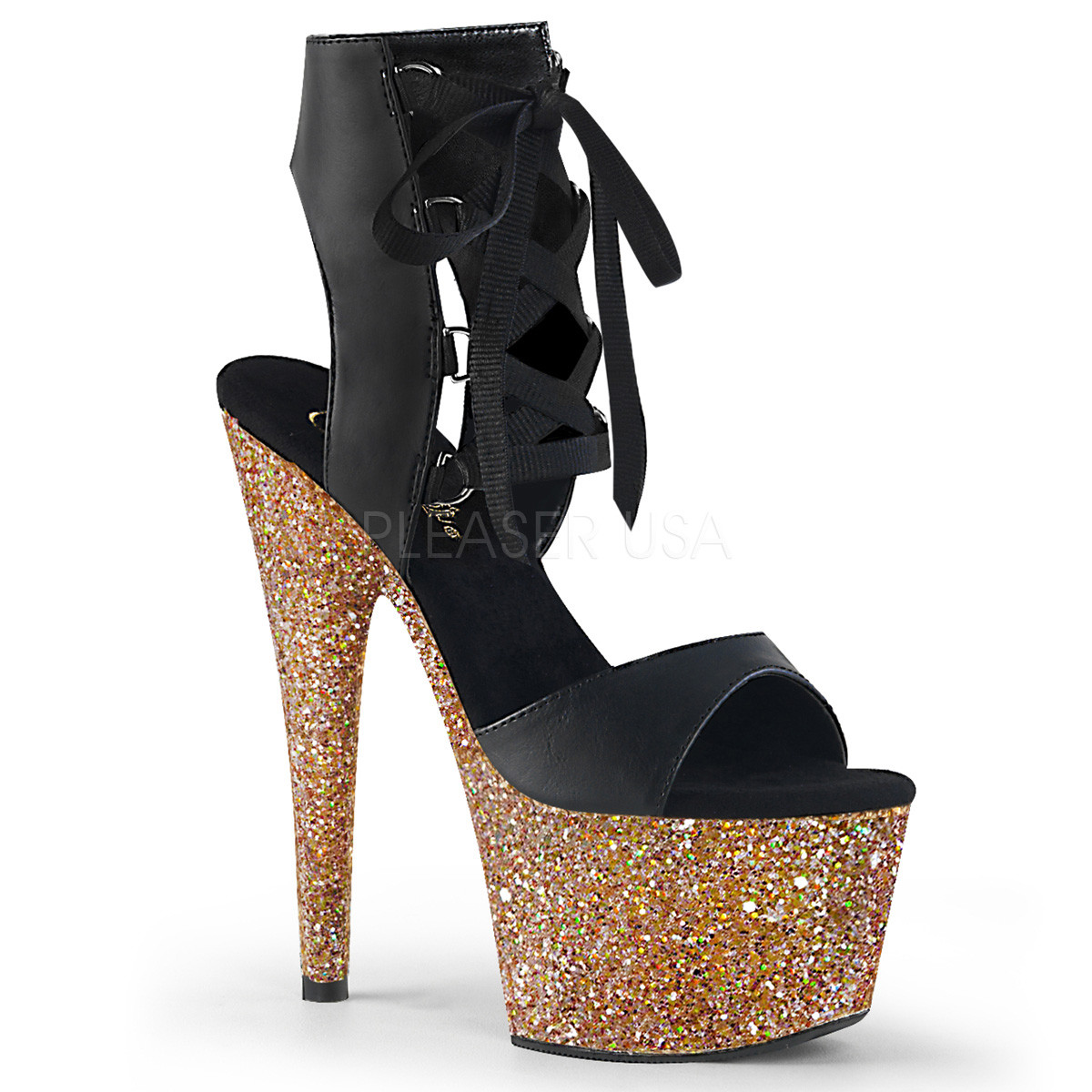 Pleaser ADORE-700-14LG Donna nero Faux Leather rosa oro Glitter Heel Sandals garanzia di credito Pleaser ADORE-700-14LG Donna nero Faux Leather rosa rosa rosa oro Glitter Heel Sandals in cerca di agente di vendita