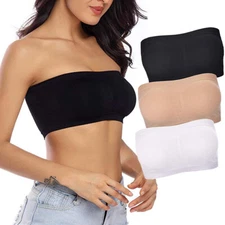 Women Seamless Strapless Bra Bandeau Outfit Fashion Tube Top Sports Bra Yoga