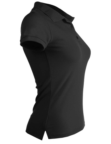 WOMENS POLO Shirts Premium Soft Short Sleeve Casual Uniform Extra Slim Tee - Picture 4 of 80