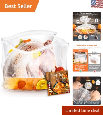 3 Pack Extra Large Turkey Brine Bags - Food-Grade, Double Zip-lock Seal 35lb