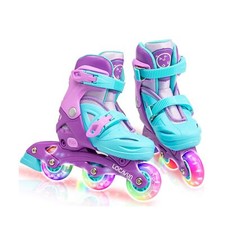 Adjustable Light up Inline Skates for Kids, Better Protection Hard Shell Fitn...