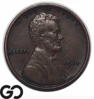 1911-D Lincoln Cent Wheat Penny, Choice XF Tougher Date