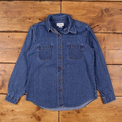 Vintage L.L. Bean Jeanshemd S Damen Knopf Baumwolle Arbeit Utility Blau