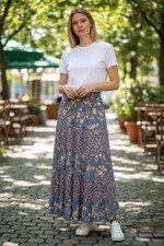 Vintage 90s Maxi Skirt Broomstick Patchwork Boho Peasant Gypsy Artsy Size Small
