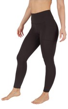 High Waist Fleece Lined Leggings with Side Pocket - Yoga Pants - Chocolate To...