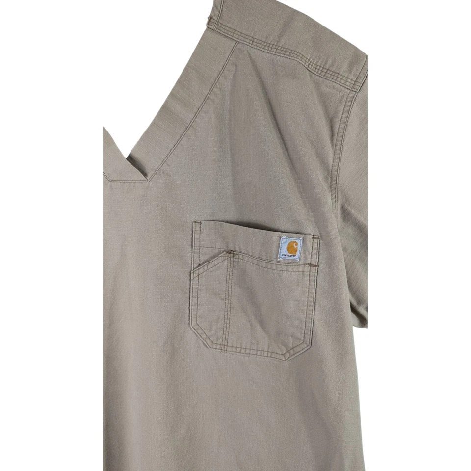 Blusa Médica Carhartt Para Hombre Talla XL Beige Manga Corta Desgarro Foto 3 de 4