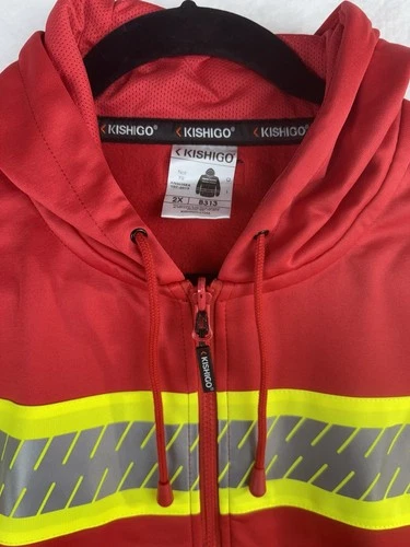 Kishigo Increased Visibility Safety Jacket Sweatshirt Men’s Sz 2XL B313 Red NWT image 6