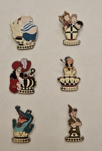 🪁 Disney Peter Pan Hidden Mickey Chess Pieces 6 Pin Lot Tiger Lily Captain Hook