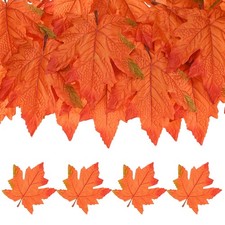 20Pcs Artificial Maple Leaves, Fake Fall Leaves Faux Autumn Leaf Orange Red