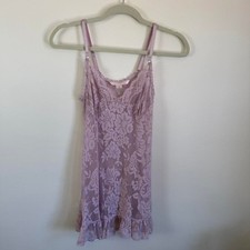 Vtg Victorias secret XS 2003 lilac purple floral babydoll slip dress chemise