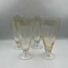 4 Vintage Lenox British Colonial Scenic Collection 7 3/8" Ice Tea Glasses Amber