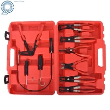 9PCS Hose Clamp Clip Plier Set Swivel Jaw Flat Angled Band Automotive Tool Set