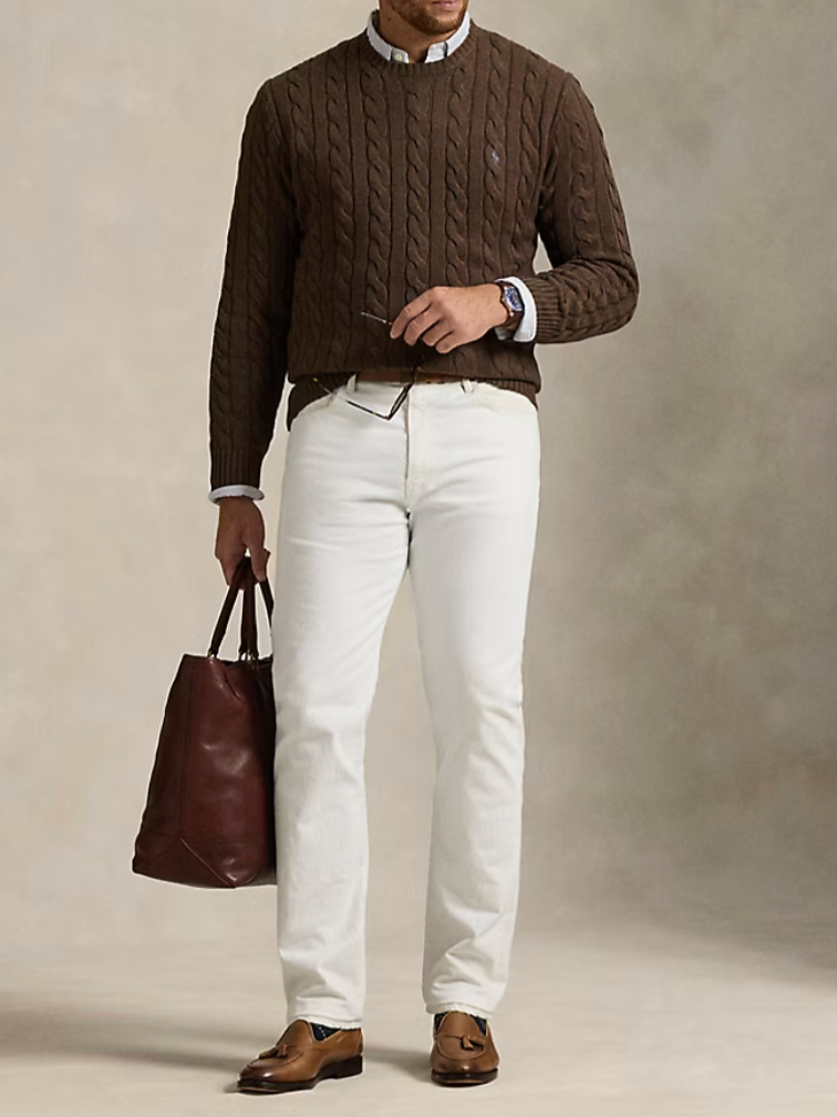 Polo Ralph Lauren Cable-Knit Cotton Sweater Big & Tall Nutmeg