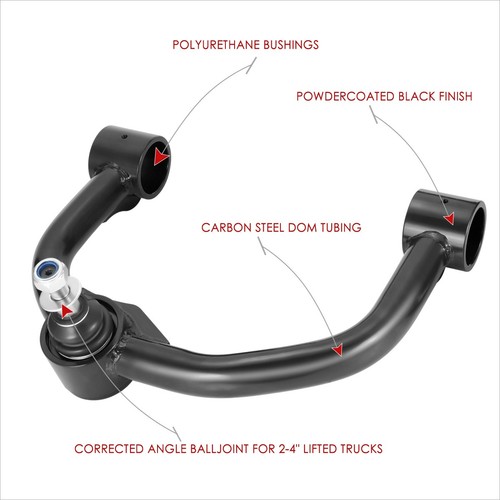J2 Black 2-4" Lifted Tubular Front Upper Control Arms for 04-22 F150/Expedition - Picture 3 of 6