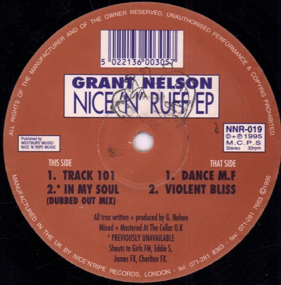 Grant Nelson Nice 'n' Ruff EP 12" vinyl UK Nice 'n' Ripe 1995 has writing/small - Image 2 of 2