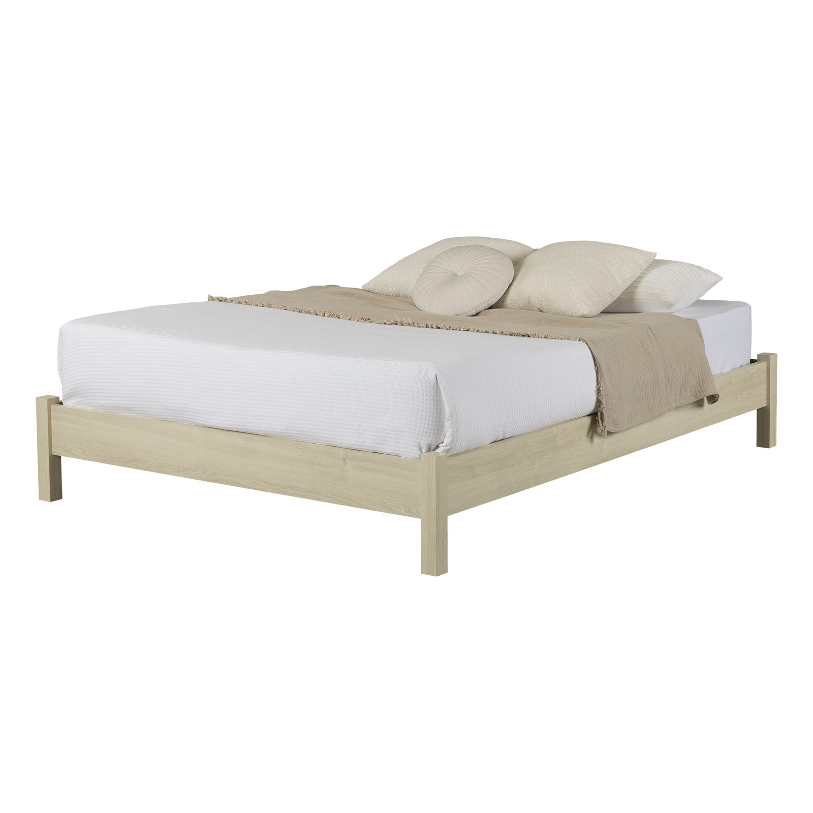 South Shore Step One Essential Platform Bed Queen Bleached Oak