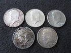 Lot of 5 1964 Kennedy Silver Half Dollars