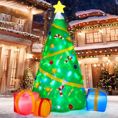 8FT Giant Projection Christmas Tree Inflatable LED Outdoor Yard Lawn Decor Xmas!