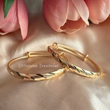 22K Gold Filled Kid Baby Bracelet Bangle adjustable Boy Girl Children Bangles