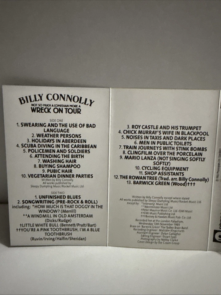 Billy Connolly Wreck On Tour Comedy Cassette Tape Album (Philips, 1985) 02a - Image 3 of 4