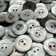 Real MOP/Mother Of Pearl Shell Button Smoke-Rainbow Wide Rim 20mm 3/4"  2hole