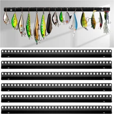 6 Pcs Fishing Lure Display Storage Racks 30 Holes Wall Mount Metal for Spinner