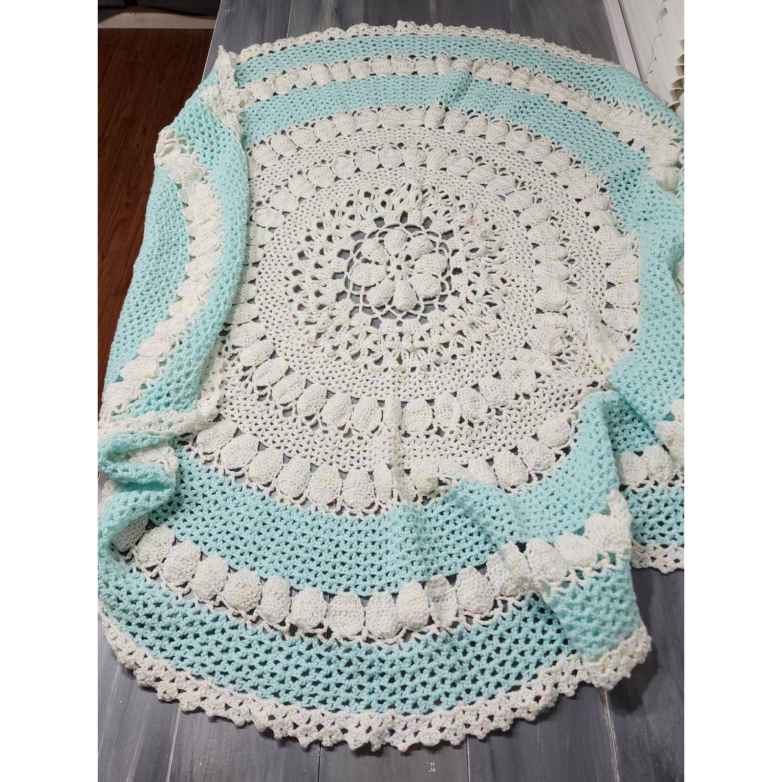Crochet Baby Blanket Throw Beautiful Hand Made Super Soft