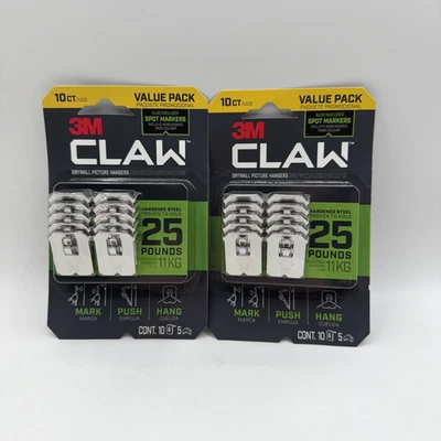 3M Claw 25 lb Drywall Picture Hanger with Spot Markers 10 Count 2 Pack