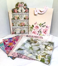 Gift Wrapping Paper Lot of 8 Gift Bags Lot of 2 Wedding Love All Occasions