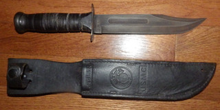 Kabar USMC US Marines Combat Fighting Knife & Leather Sheath Olean N.Y.
